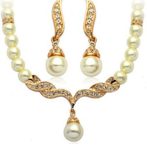 Factory Direct Korean Version, Elegant Angel Wings, Fashionable Pearl Necklace, Earrings, Bridal Suit 9086