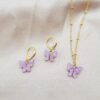 Color Acrylic Butterfly Earrings And Necklace Set